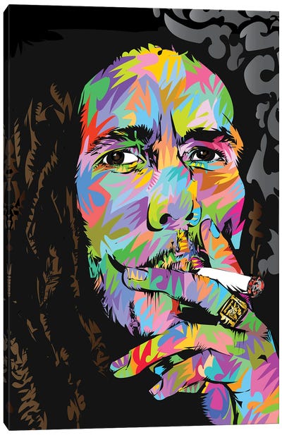 Bob Marley Canvas Art Print - Large Colorful Accents