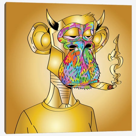 Golden Bored Ape Drome Canvas Print #TDR517} by TECHNODROME1 Canvas Art Print