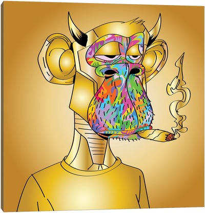 Golden Bored Ape Drome Canvas Art Print - Smoking Art