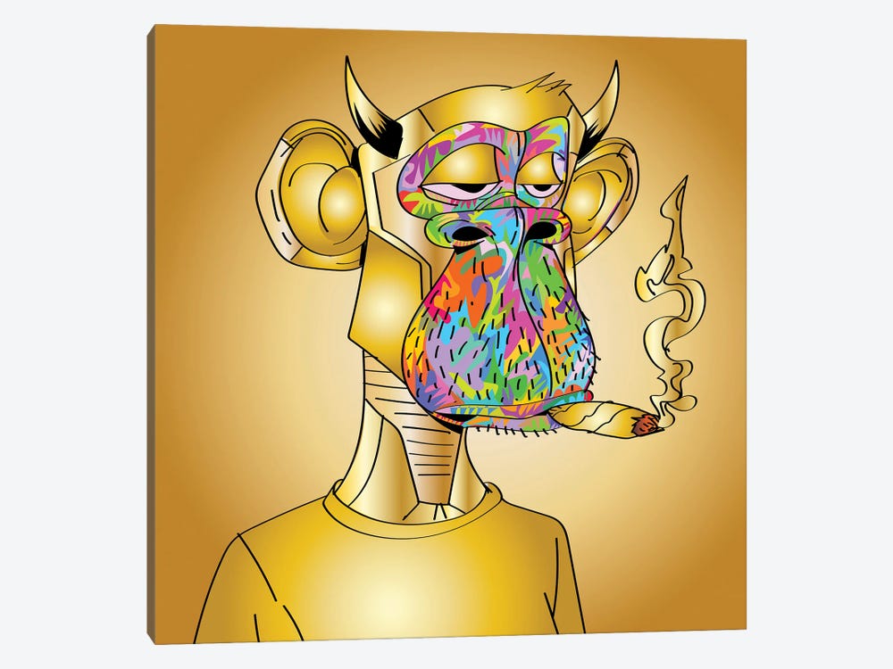 Golden Bored Ape Drome by TECHNODROME1 1-piece Canvas Wall Art