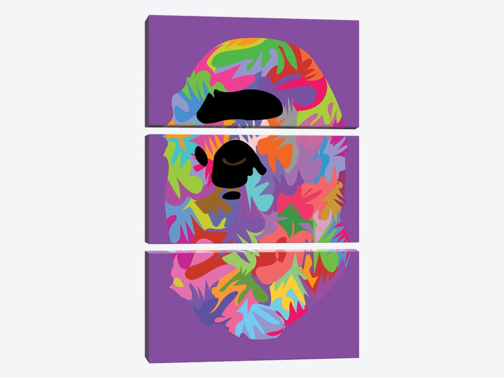 Bathing Ape Purple by TECHNODROME1 3-piece Canvas Art Print