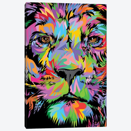 Lion Face 2023 Canvas Print #TDR598} by TECHNODROME1 Canvas Wall Art