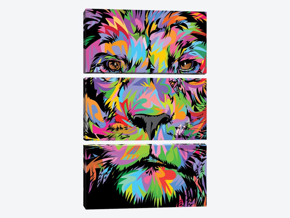 Lion Face 2023 by TECHNODROME1 3-piece Art Print