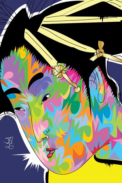 Green: Japanese Print Profile Face by TECHNODROME1