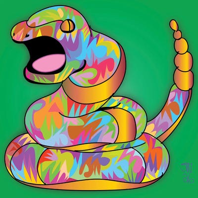 Green - Framed Canvas Art: Ekans 2026 by TECHNODROME1