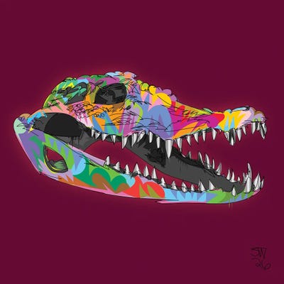 Square - Multi Panel Prints: Alligator Skull by TECHNODROME1