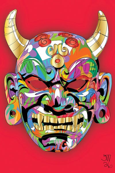 TECHNODROME1 - Acrylic Wall Art: Japenese Devil Mask 2026 by TECHNODROME1