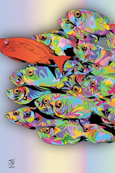 Olivine - Canvas Prints: School Of Fish 2026 by TECHNODROME1