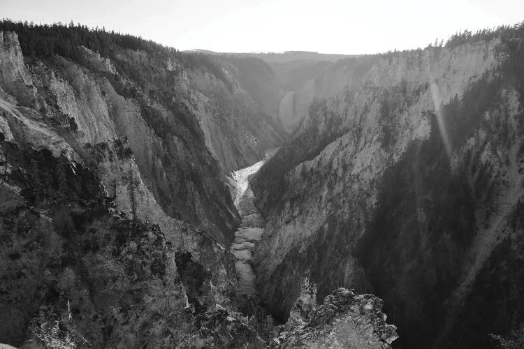 Sunrays Over Yellowstone In Black And White