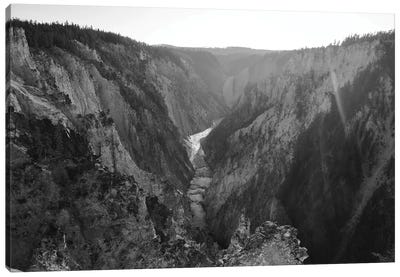 Sunrays Over Yellowstone In Black And White Canvas Art Print - Yellowstone National Park Art