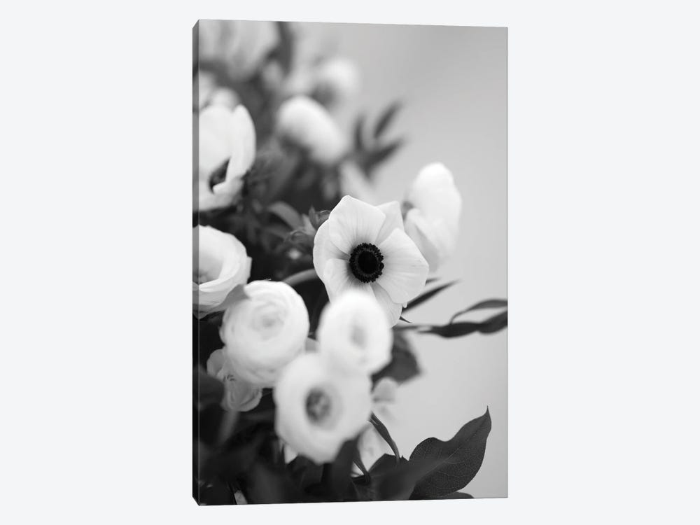 Anemones In Bloom Black And White by Teal Production 1-piece Canvas Wall Art