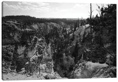 Rocky Yellowstone In Black And White Canvas Art Print - Yellowstone National Park Art
