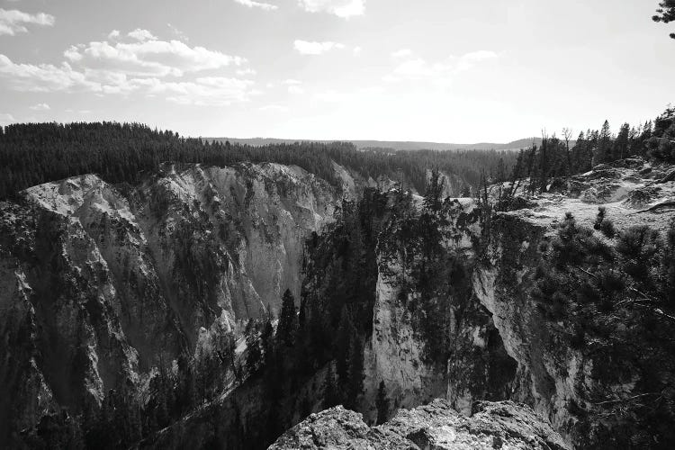 Yellowstone Cliff In Black And White