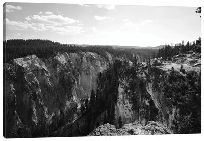 Yellowstone Cliff In Black And White Canvas Art Print - Yellowstone National Park Art