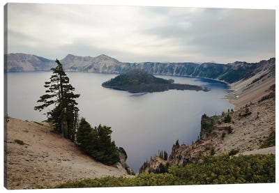 Serenity At Crater Lake In Color Canvas Art Print - Teal Production