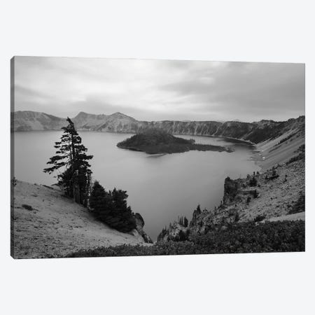 Serenity At Crater Lake In Black And White Canvas Print #TEA40} by Teal Production Canvas Art