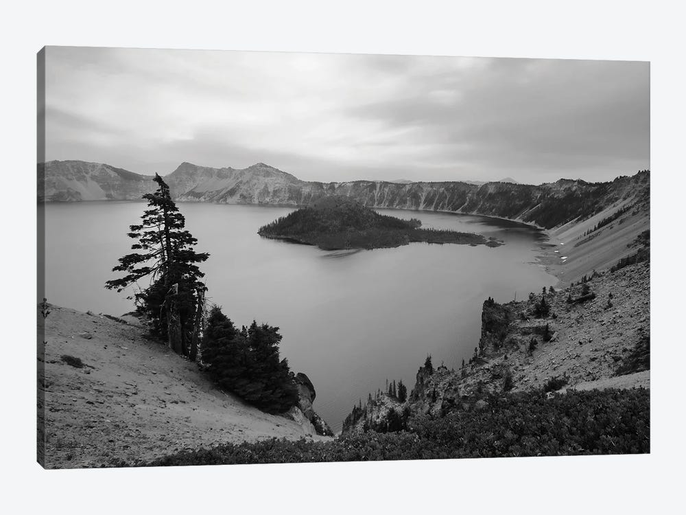 Serenity At Crater Lake In Black And White by Teal Production 1-piece Canvas Print