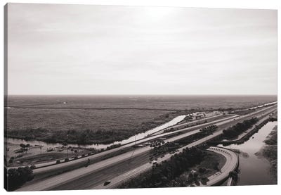 Florida Wetlands And Highway Canvas Art Print - Teal Production