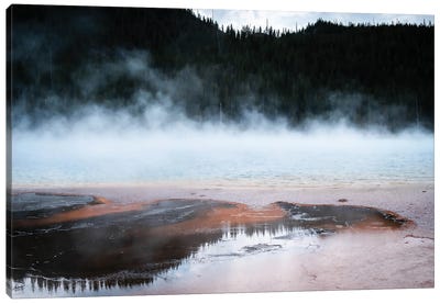 Steaming Yellowstone In Color Canvas Art Print - Yellowstone National Park Art