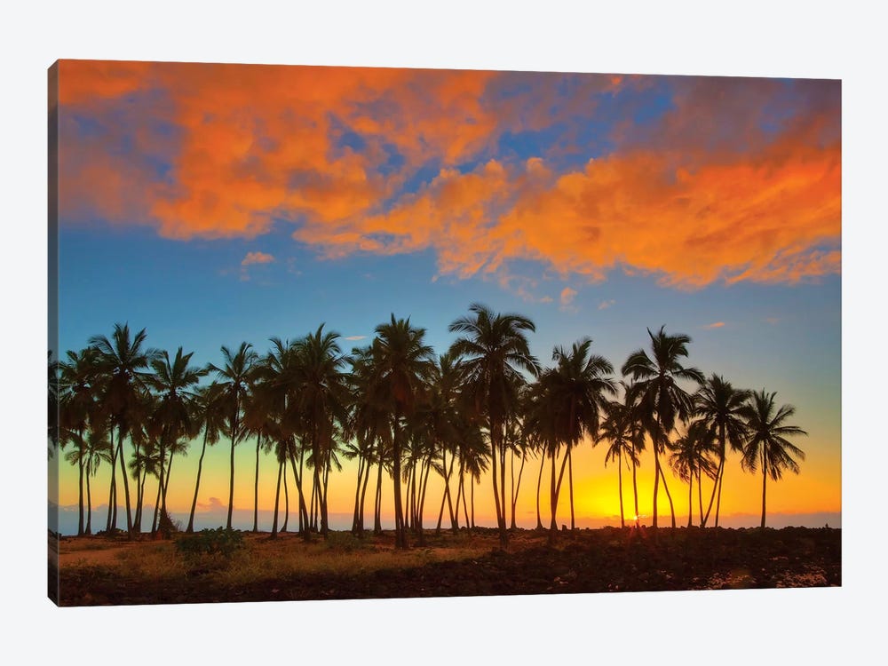 Sunset, Pu'uhonua o Honaunau National Historical Park, Big Island, Hawai'i, USA 1-piece Canvas Art