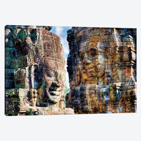 Cambodia, Angkor Watt, Siem Reap, Faces of the Bayon Temple Canvas Print #TEG12} by Terry Eggers Canvas Art Print
