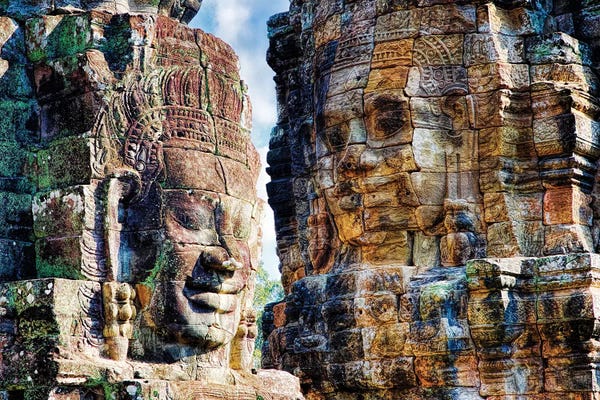 Angkor Wat: Cambodia, Angkor Watt, Siem Reap, Faces of the Bayon Temple by Terry Eggers