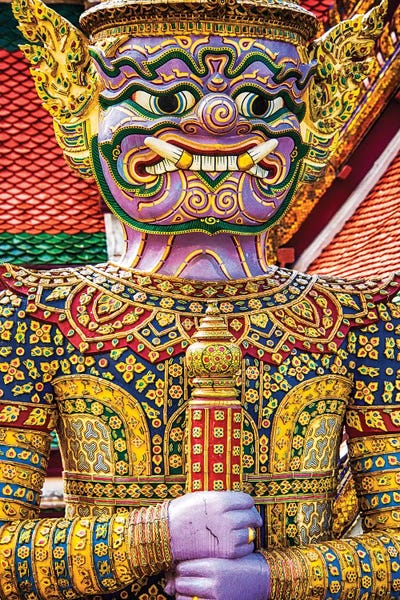 Thailand, Bangkok, Yaksha at Wat Phra Kaeo The Grand Palace