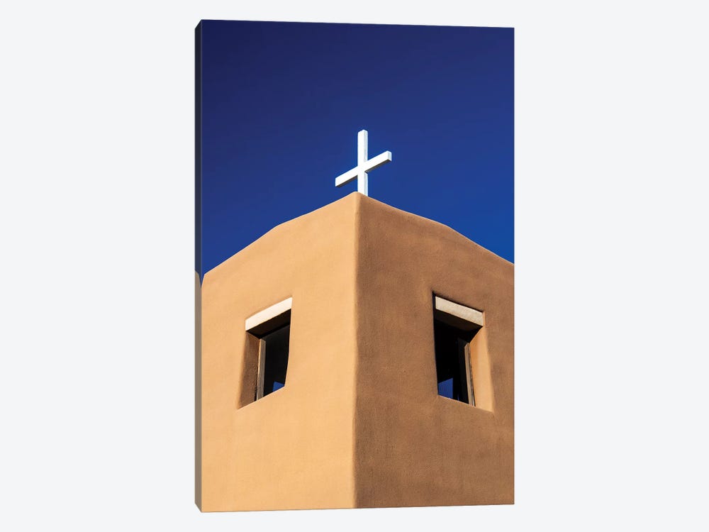 USA, New Mexico, Exterior facade of Sacred Heart Church in Nambe New Mexico by Terry Eggers 1-piece Canvas Artwork