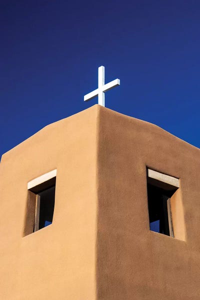 Terry Eggers: USA, New Mexico, Exterior facade of Sacred Heart Church in Nambe New Mexico by Terry Eggers