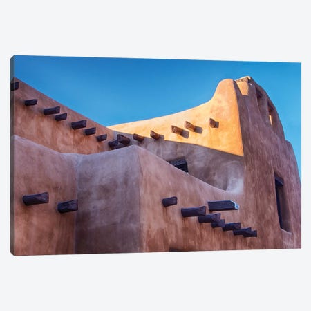 USA, New Mexico, Sant Fe, Adobe structure with protruding vigas and Snow Canvas Print #TEG22} by Terry Eggers Canvas Wall Art