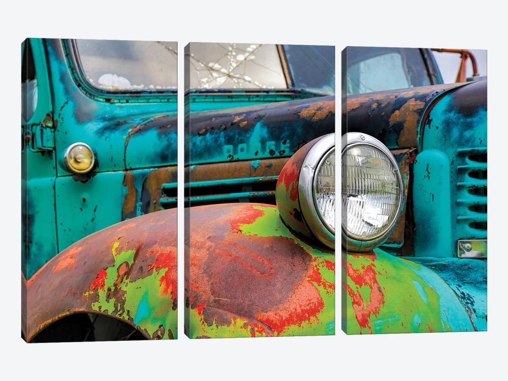 USA, Washington State, Old Colorful Field Truck in field by Terry Eggers 3-piece Canvas Art Print