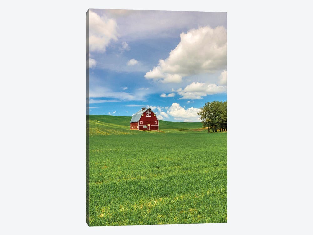 USA, Washington State, Red Barn in Spring by Terry Eggers 1-piece Canvas Wall Art