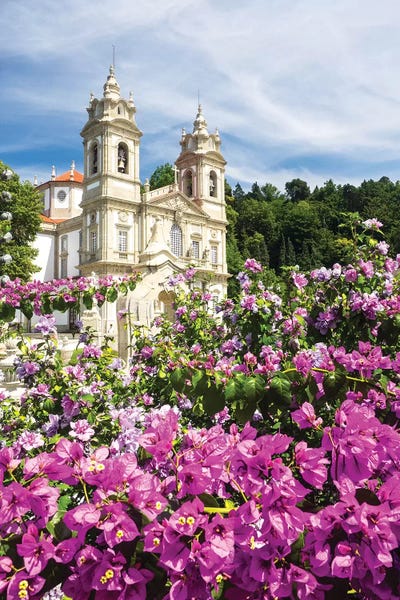 Bom Jesus do Monte complex with bright flowers by Terry Eggers canvas print