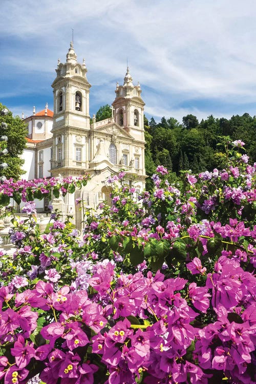 Bom Jesus do Monte complex with bright flowers