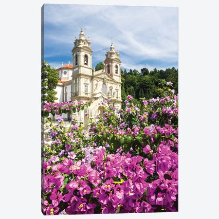 Bom Jesus do Monte complex with bright flowers Canvas Print #TEG41} by Terry Eggers Canvas Artwork