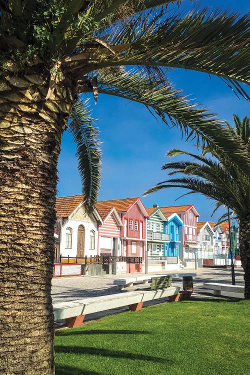 Colorful houses in Palheiros, Costa Nova