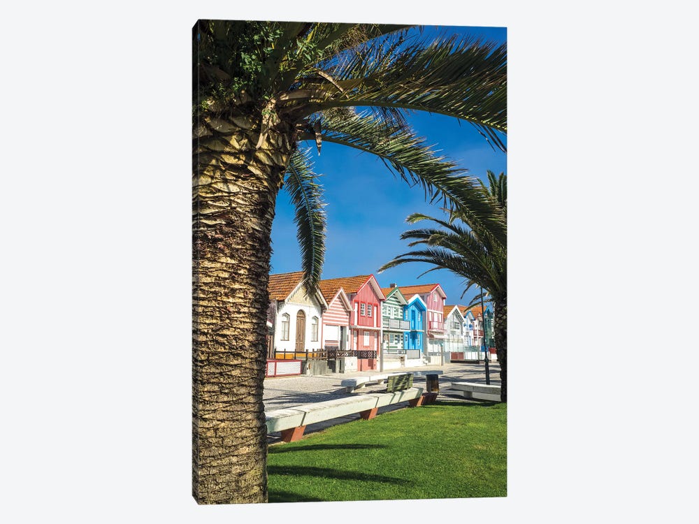 Colorful houses in Palheiros, Costa Nova by Terry Eggers 1-piece Canvas Art Print