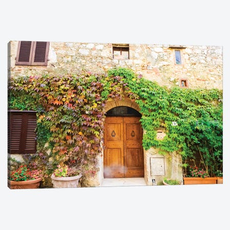 Typical house in Tuscan medieval village of Monteriggioni Canvas Print #TEG50} by Terry Eggers Canvas Print