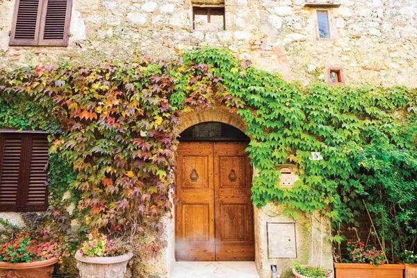 Terry Eggers: Typical house in Tuscan medieval village of Monteriggioni by Terry Eggers
