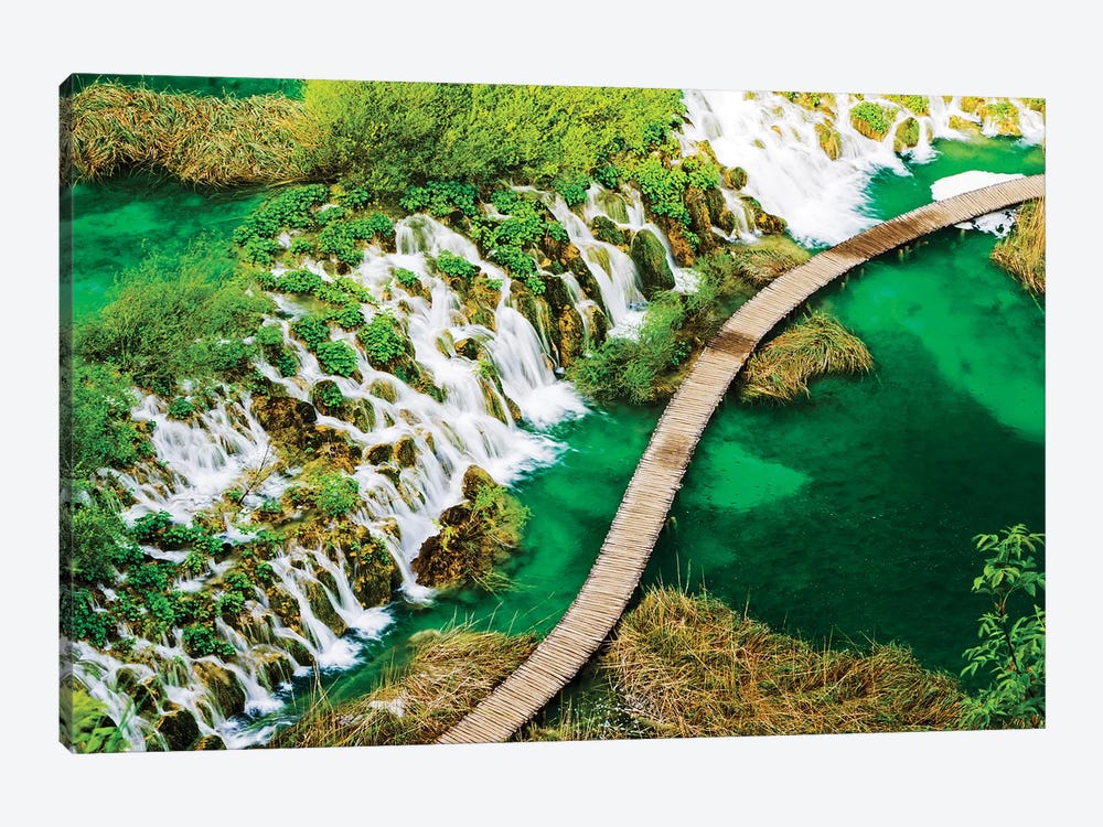 Boardwalk and Waterfalls in the Parco Nazionale dei laghi di Plitvice by Terry Eggers 1-piece Canvas Artwork