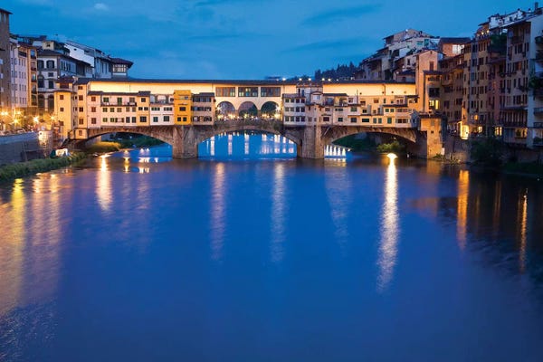 Terry Eggers: Ponte Vecchio At Night, Florence, Tuscany Region, Italy by Terry Eggers