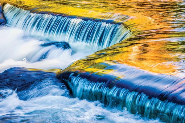 Terry Eggers: Michigan. Ottawa NF, smooth water reflecting fall foliage, Middle Branch of Ontonagon River by Terry Eggers