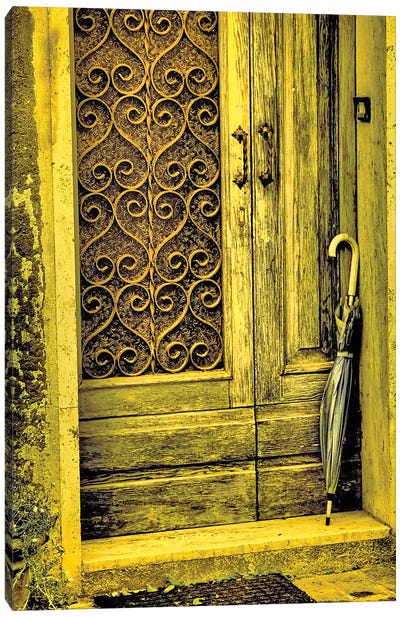 Italy, Chiusure. Infrared image of old door in typical buildings in the village. Canvas Art Print