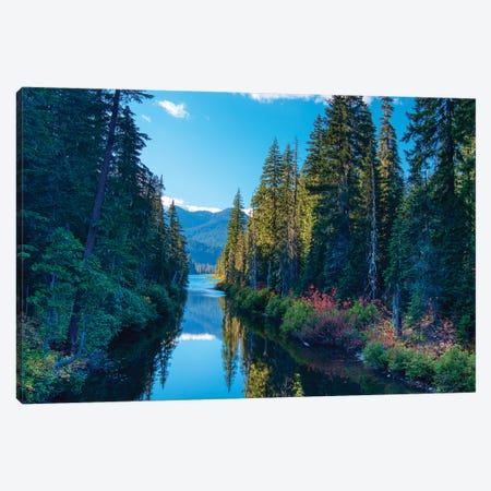 USA, Washington State. Cooper Lake in Central Washington. Cascade Mountains reflecting in calm waters. Canvas Print #TEG75} by Terry Eggers Canvas Artwork