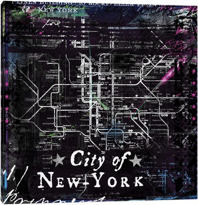 City Of New York Canvas Art Print - New York City Map