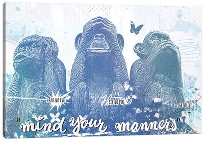 Mind Your Manners Canvas Art Print - Monkey Art