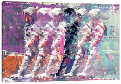 Astronauts Canvas Art Print - 3-Piece Pop Art