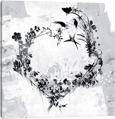 Floral Heart Canvas Art Print - Transitional Décor