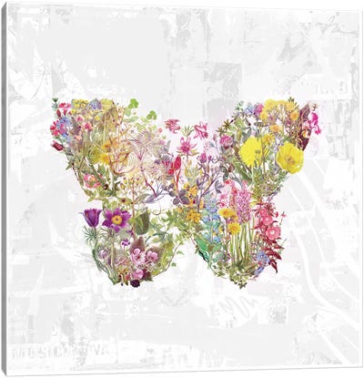 Butterfly Of Flowers Canvas Art Print