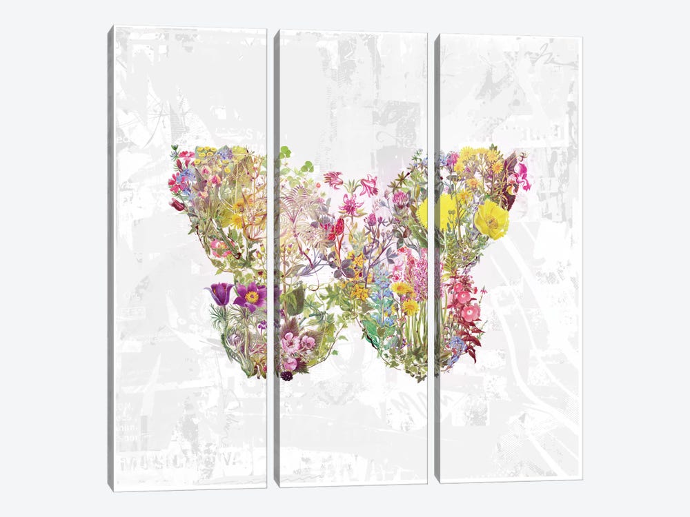 Butterfly Of Flowers by Teis Albers 3-piece Canvas Art Print